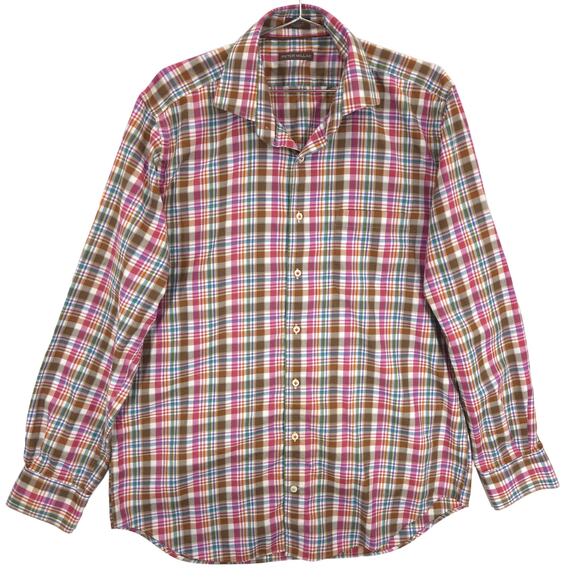 Peter Millar Shirt Mens L Multicolor Plaid Casual Preppy Long Sleeve Button Up - Picture 1 of 11